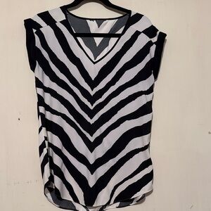 Express Zebra Print V-Neck Women Top